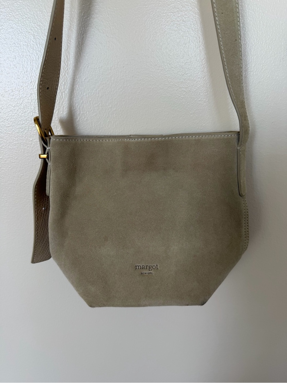 MARGOT Tan Suede Crossbody Bucket Bag